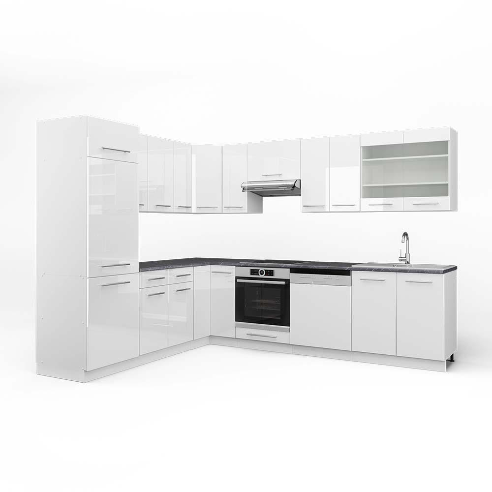 Vicco Eckküche Weiß Hochglanz, Weiß 287x206.8x60 cm