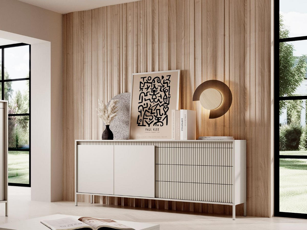 KOMMODE Beige 187/82/40 cm Sorano - Beige, Naturmaterialen/Metall (187/82/40cm) - Graingold