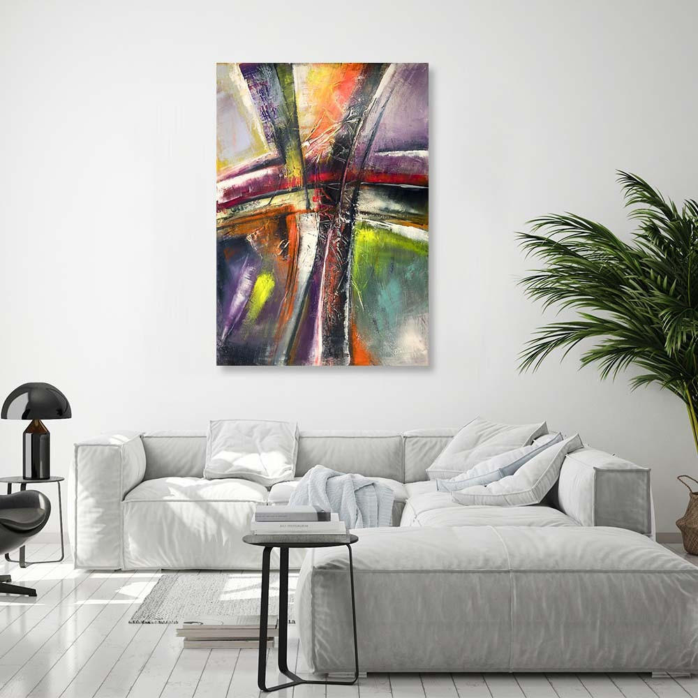 LEINWANDBILD Abstrakt mehrfarbig 60x90cm - Multicolor, Textil (60/90cm) - Feeby