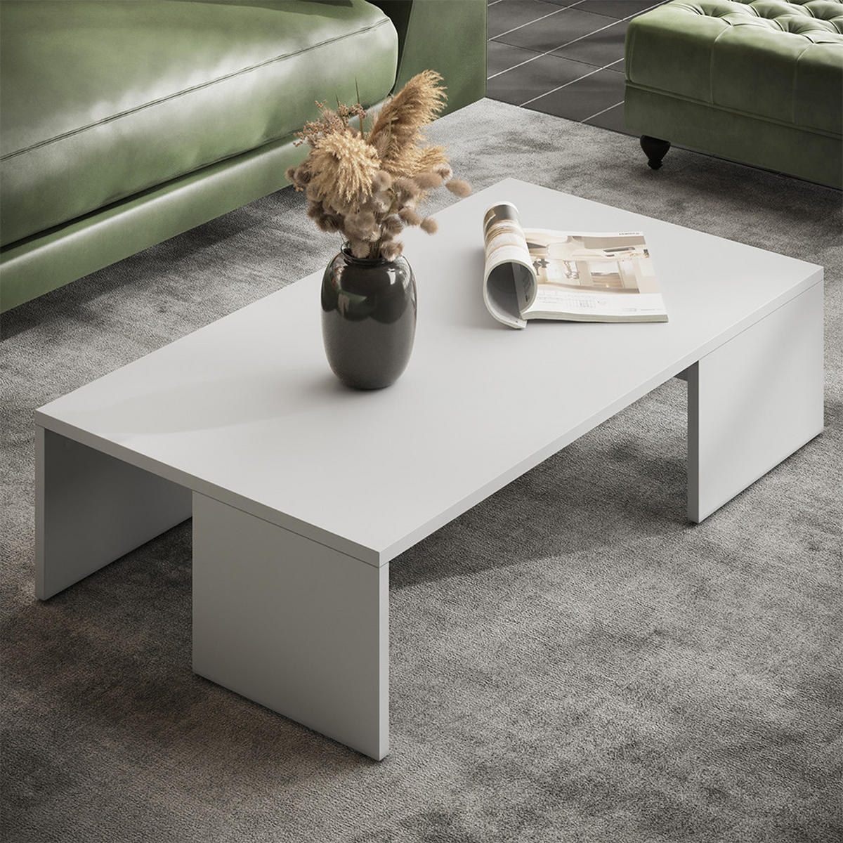 COUCHTISCH Hardi Weiß 90 x 21.4 cm - Weiß, Holzwerkstoff (50/90/21.4cm) - Vicco