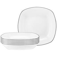 SUPPENTELLER ECKIG Lido Black Line weiß ø 21 cm 6er Set - Weiß, Keramik (21cm) - Seltmann Weiden