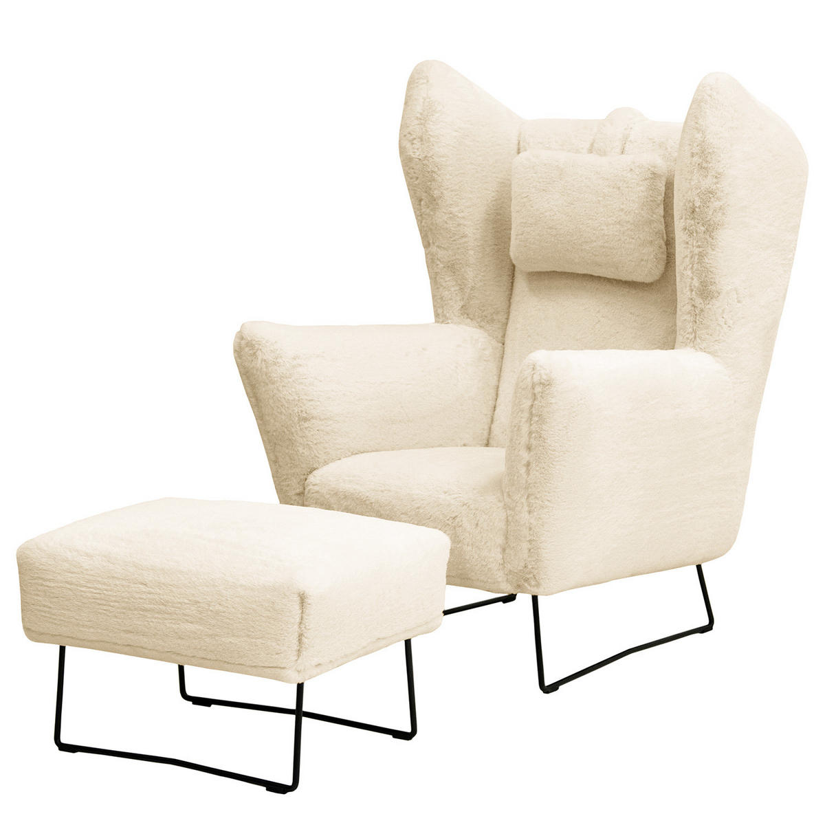 SESSEL - Creme/Schwarz, Textil/Metall (80/112/92cm) - home24