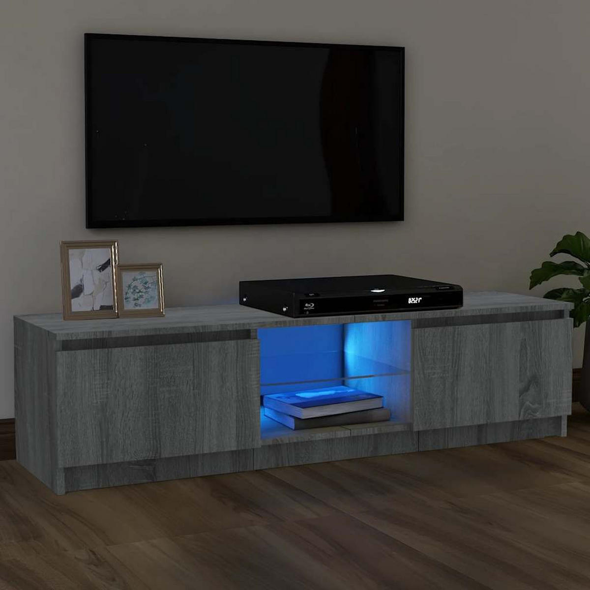 TV-SCHRANK Mit Led-Leuchten Grau Sonoma 120/30/36 Cm - Grau, Holzwerkstoff (30/36/120cm) - vidaXL