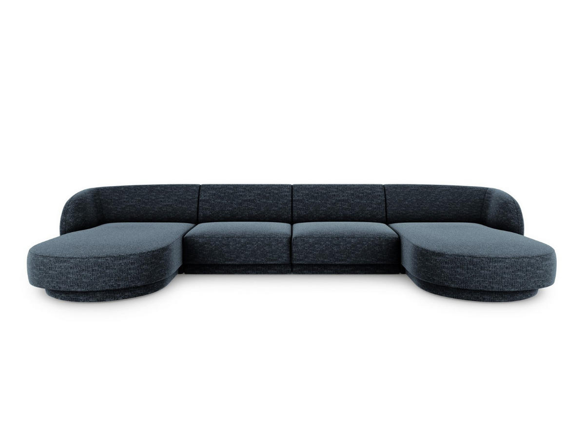 PANORAMASOFA Miley aus Chenille-Stoff königsblau 5 Sitzplätze - Blau, Textil (156/70/330cm) - Micadoni