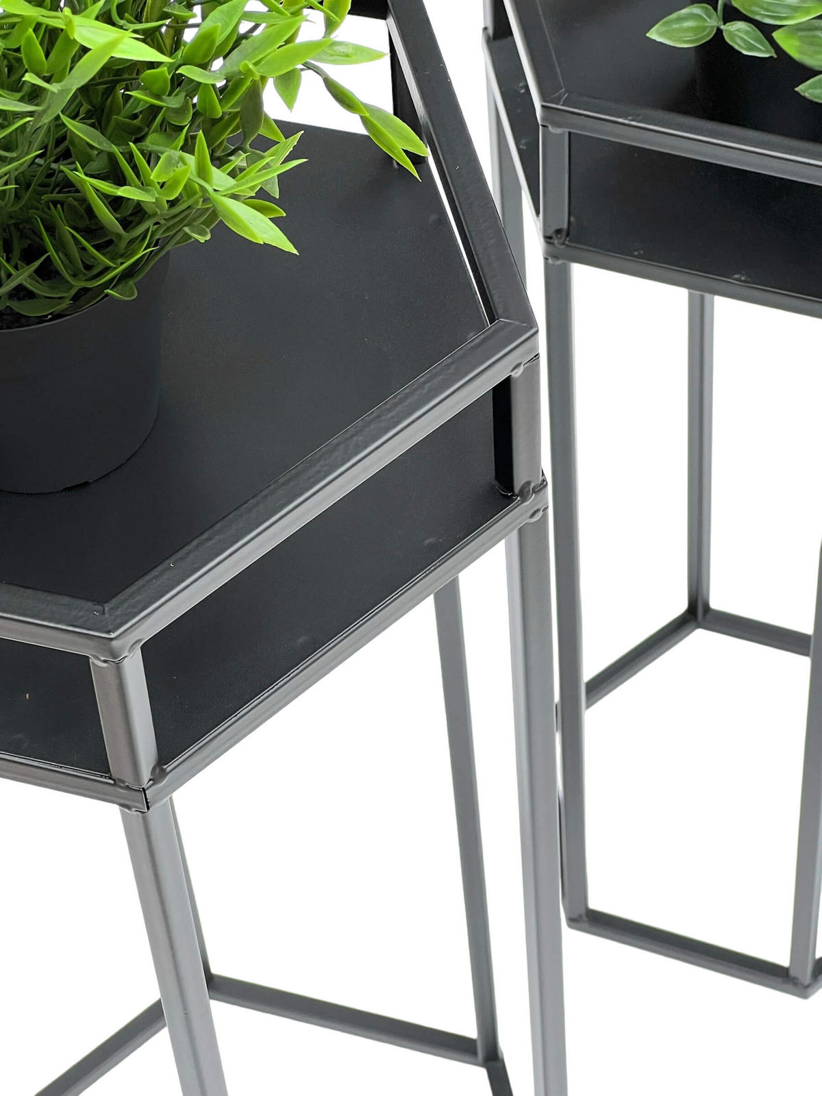 BLUMENHOCKER Metall Schwarz 6eck 2er Set - Schwarz, Metall (23/50/20cm) - DanDiBo