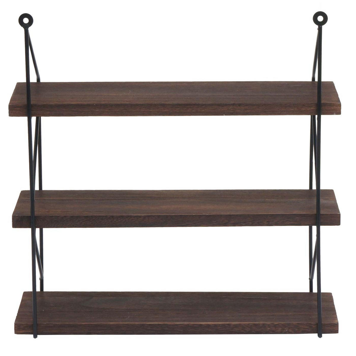WANDREGAL 40x40x13cm 3 Regalböden Metall Massiv-Holz Industrial Dunkelbraun - Dunkelbraun, Metall (40/40/13cm) - BERLINLODGE