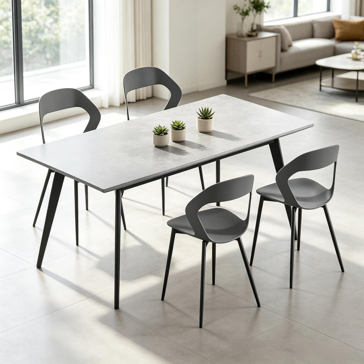 STUHL-SET DE-36242 4 Stück mit PP-Sitz Grau - Grau, Metall (44/83/51cm) - ComfortXL