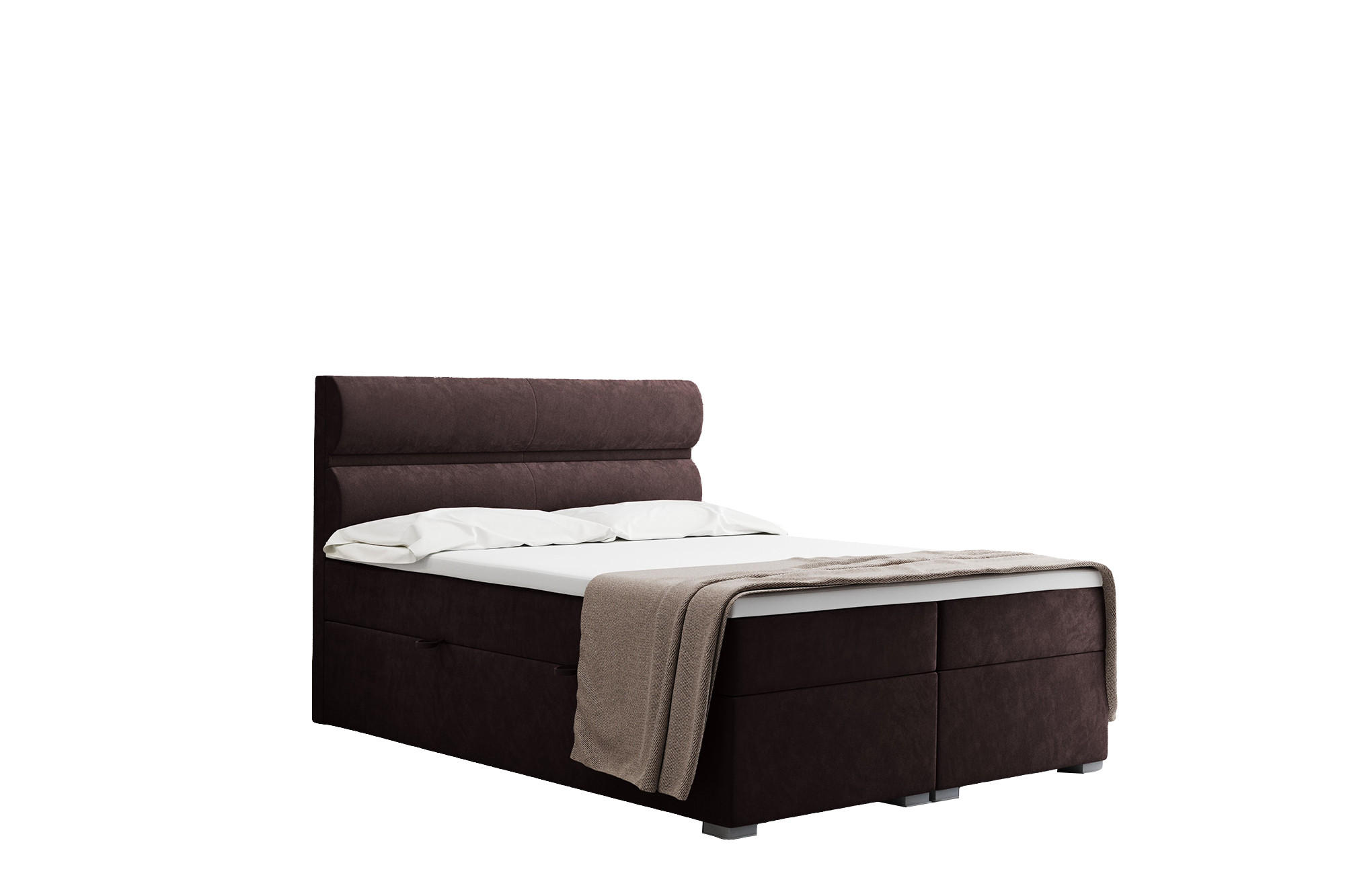 BOXBETT Mit Bettkasten, Matratze Und Topper VERA Stoff Riviera 180x200 cm Braun H2-Pocket - Braun, Holz/Holzwerkstoff (180/200cm) - Kaiser Möbel