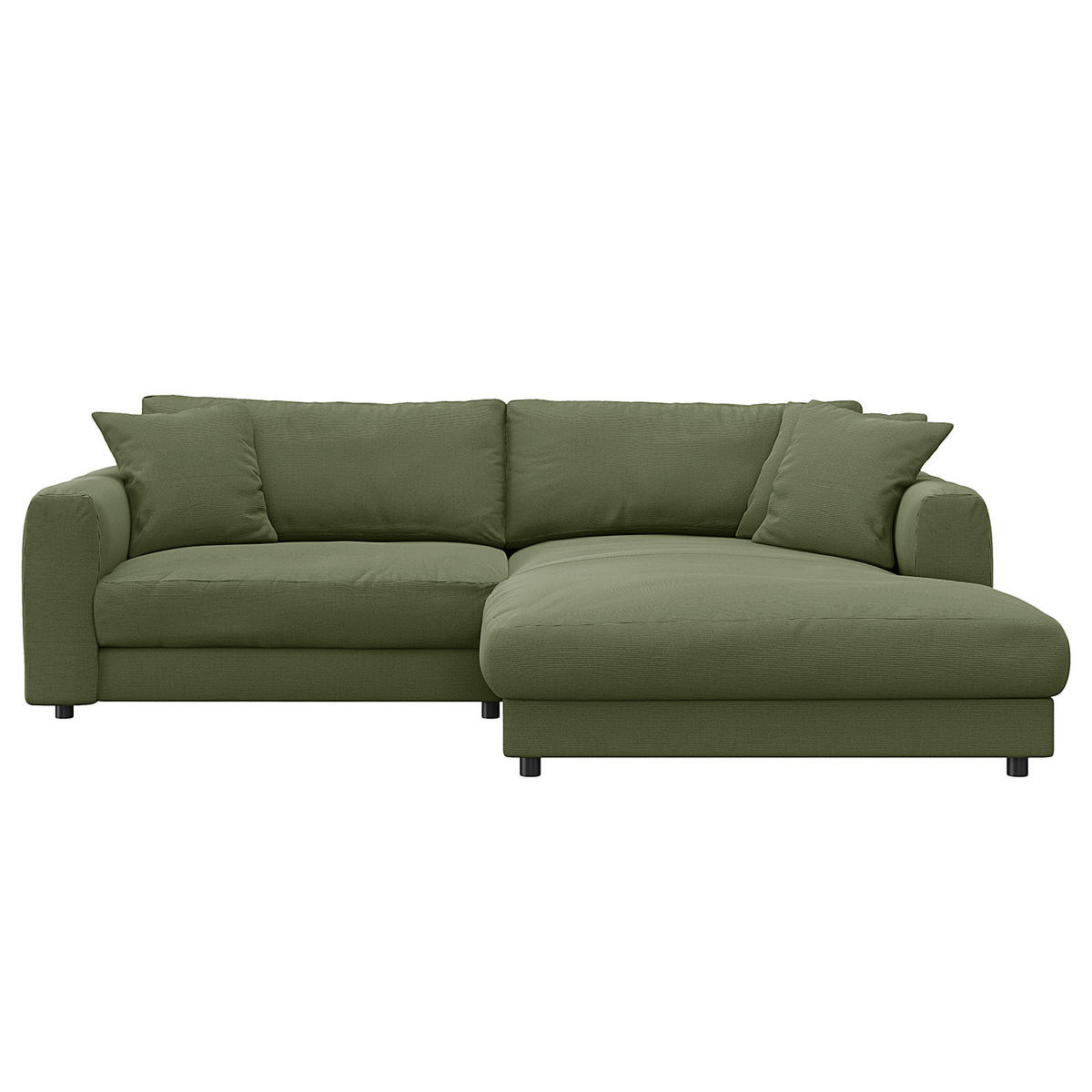 ECKSOFA mit Longchair - Schwarz/Grün, Kunststoff/Textil (238/183cm) - home24