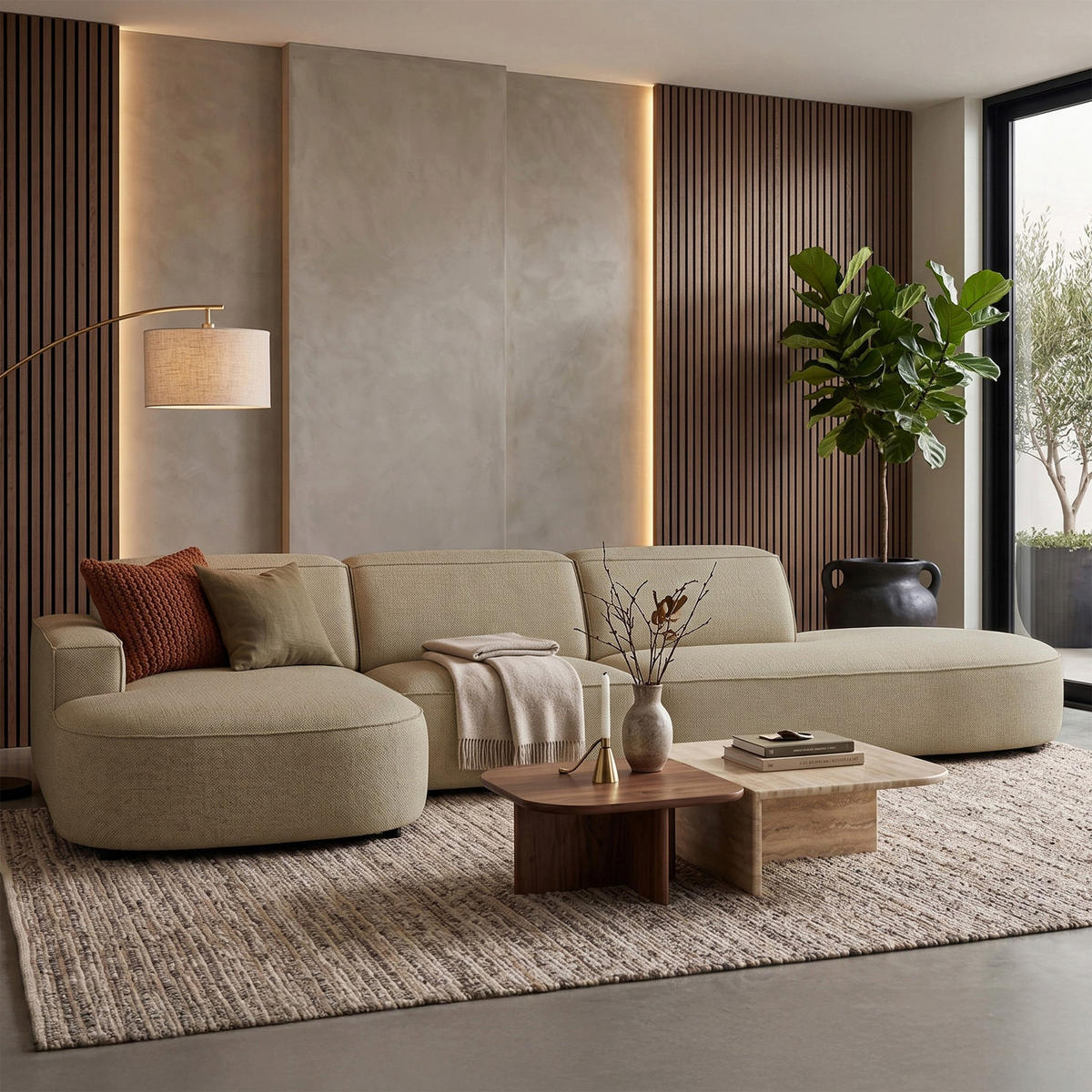 ECKSOFA Sallmo L-Form, 3-Sitzer, links 358 cm - Schwarz/Cappuccino, Kunststoff/Textil (358/166cm) - Selsey