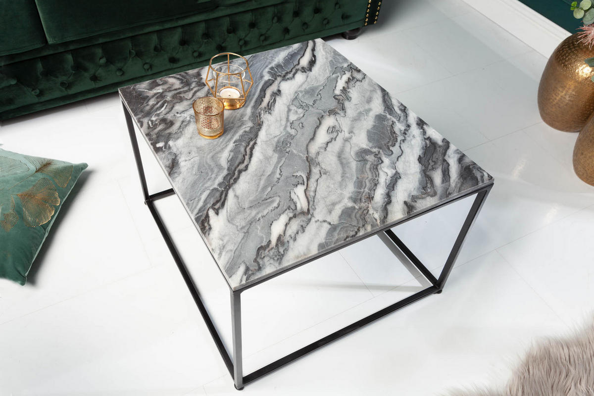 COUCHTISCH ELEMENTS Stein Grau 50 cm - Schwarz/Grau, Stein/Metall (50/50/41cm) - riess-ambiente