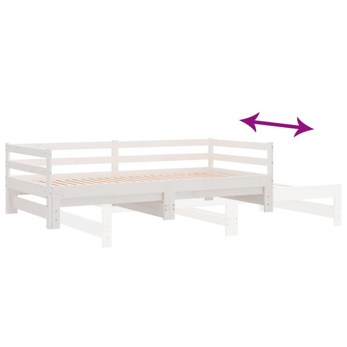 AUSZIEHBARES Tagesbett Ohne Matratze Weiss 80/200 Cm - Weiß, Naturmaterialien (80/200cm) - vidaXL