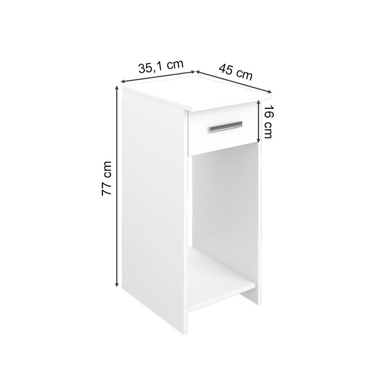 PC-SCHRANK Odin Weiß 35.1 x 45 cm - Weiß, Holzwerkstoff (45/35.1/77cm) - Vicco