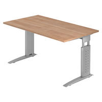 SCHREIBTISCH Serie-U 80/140/74 cm in Nussbaumfarben/Silberfarbengrau - Silberfarben/Nussbaumfarben, Holzwerkstoff (80/140/74cm) - bümö