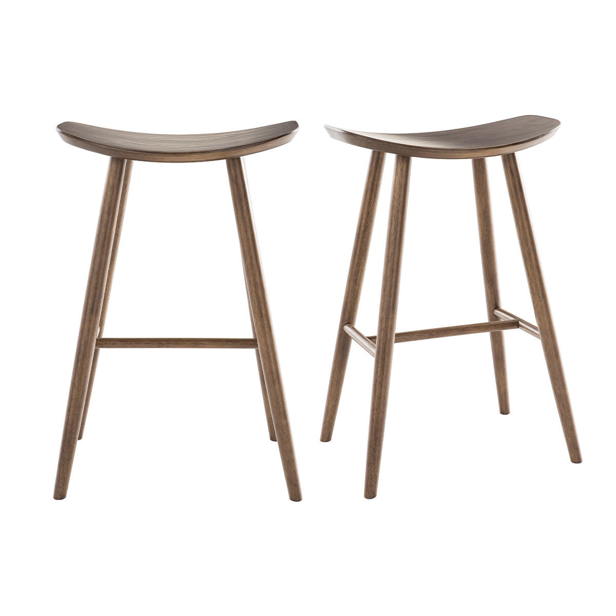 BARHOCKER Walnuss H72 cm 2er-Set DEMORY - Braun, Holz (35/72/47.5cm) - Miliboo
