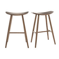 BARHOCKER Walnuss H72 cm 2er-Set DEMORY - Braun, Holz (35/72/47.5cm) - Miliboo