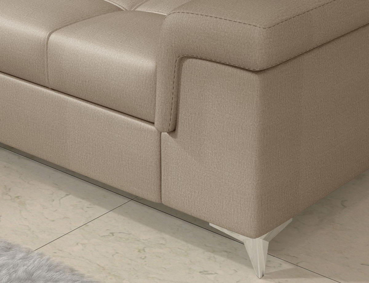 ECKSOFA mit Schlaffunktion und Bettkasten, pflegeleichter Monolith-Stoff - Chromfarben/Braun, Textil/Metall (202/275cm) - Eltap