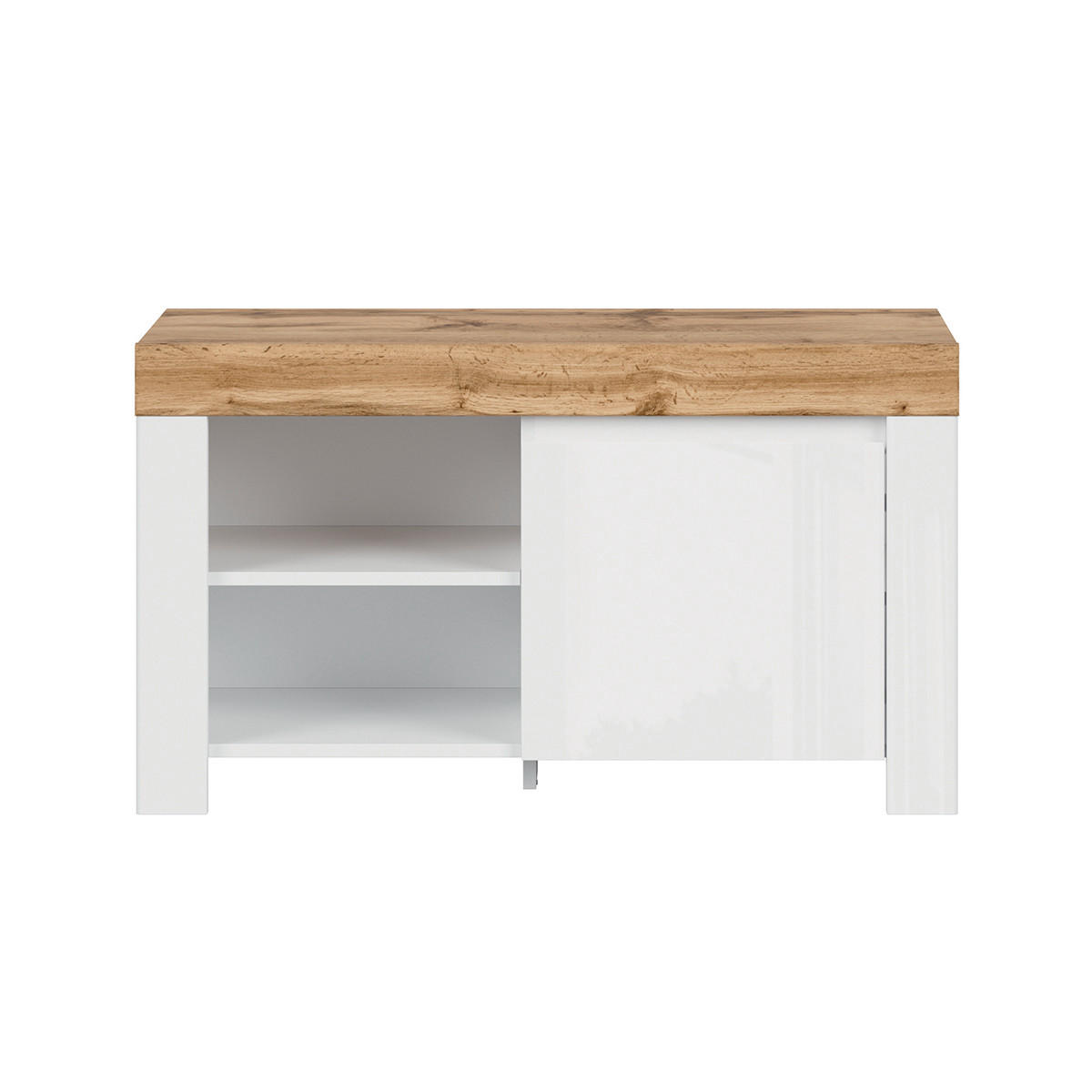 SCHUHMÖBEL Hella Weiß und Holz - Weiß, Holzwerkstoff (92/53/37cm) - Petits-meubles