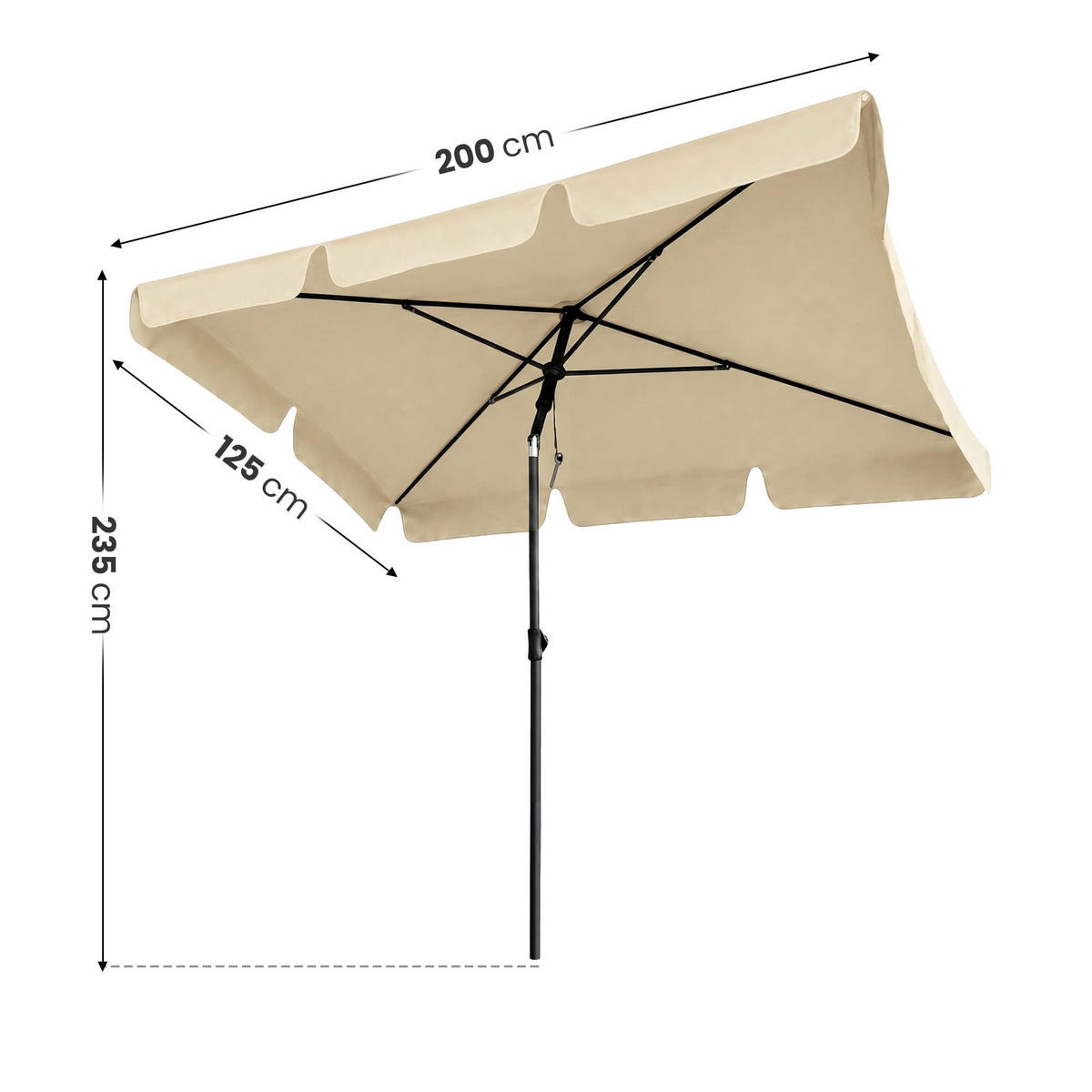 SONNENSCHRIM Beige 235/200 cm - Beige/Schwarz, Metall (200/125cm) - Akord