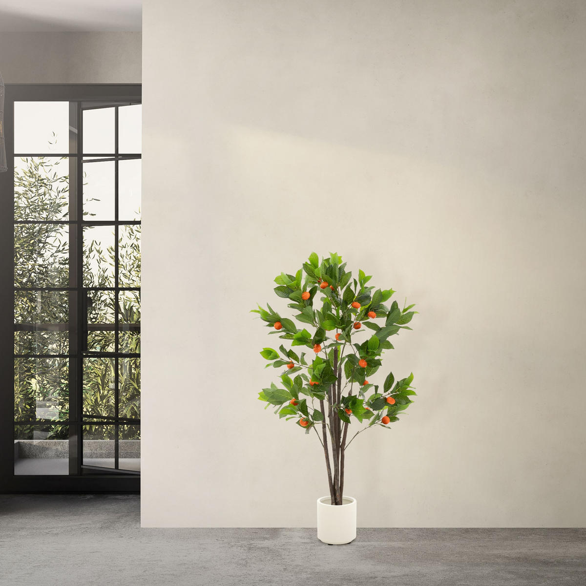 KUNSTPFLANZE Orangenbaum 130 cm aus Kunststoff - Orange/Grün, Kunststoff/Textil (130cm) - ML-DESIGN