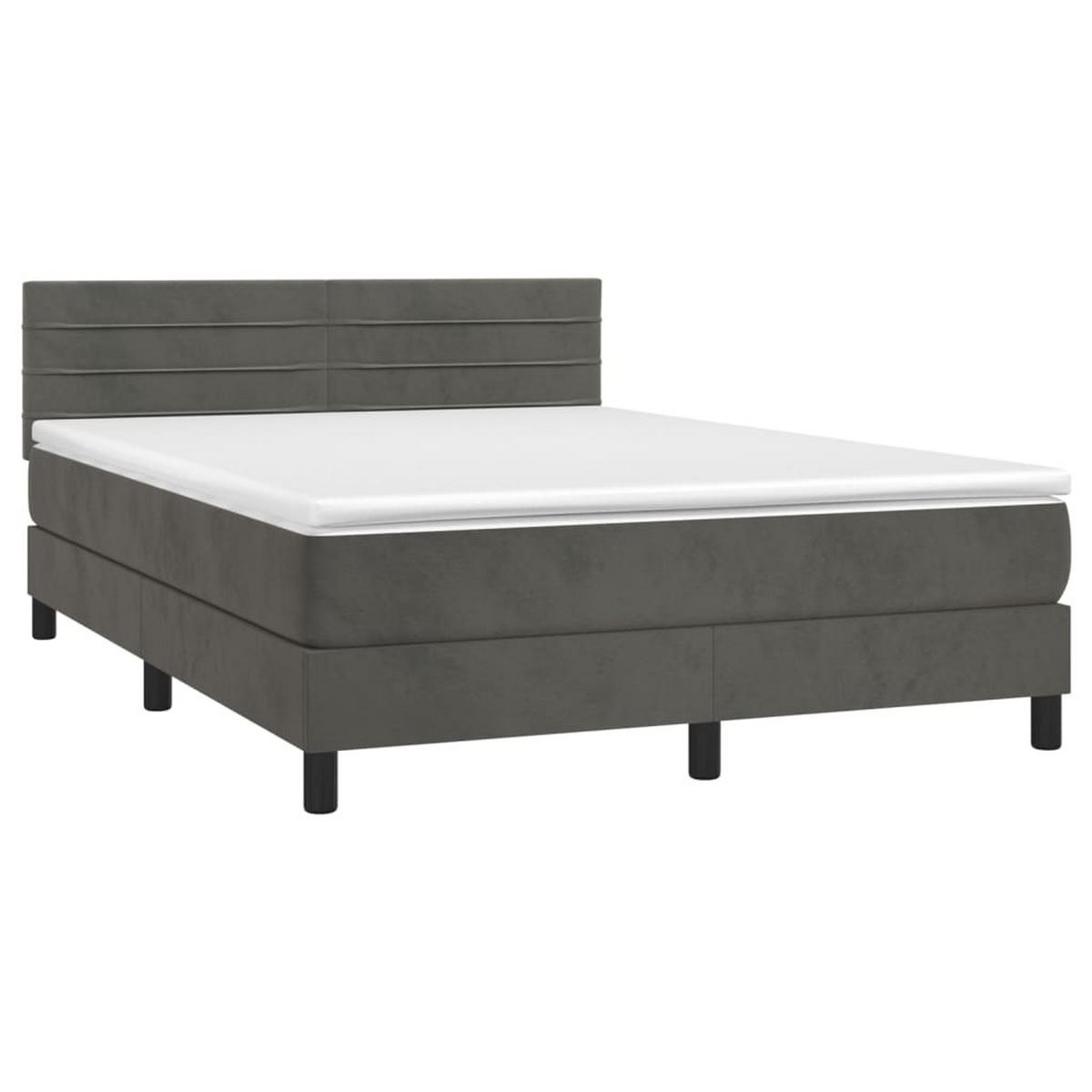 BOXSPRINGBETT MIT MATRATZE & LED DUNKELGRAU 140X200 CM SAMT - Dunkelgrau, Holz/Textil - vidaXL