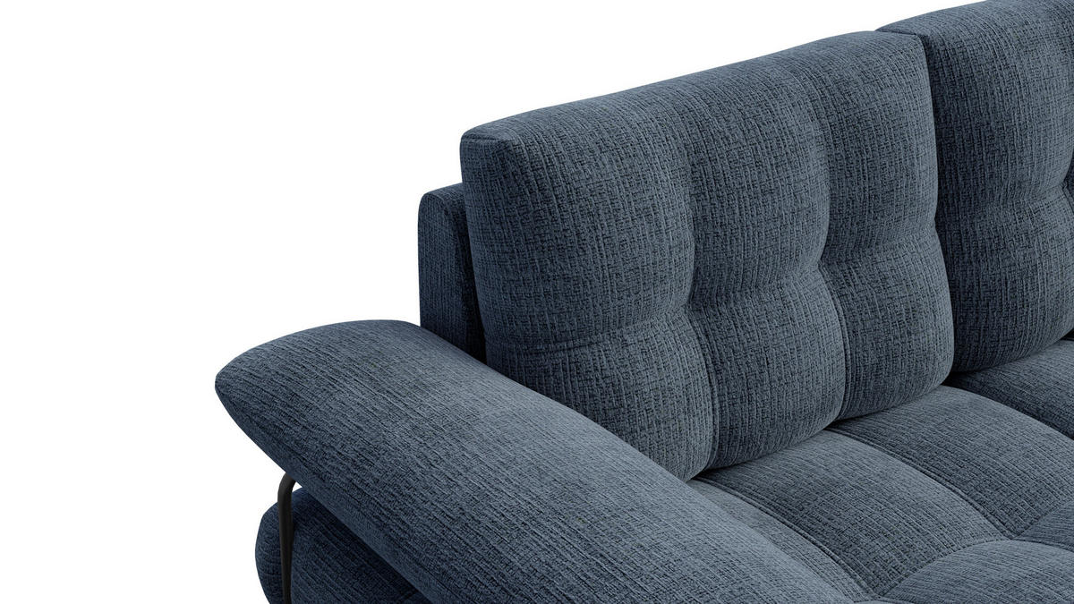 SOFA BUBBARA 2-Sitzer, marineblau - Blau/Schwarz, Holz/Textil (185/87/96cm) - Courtois Laville