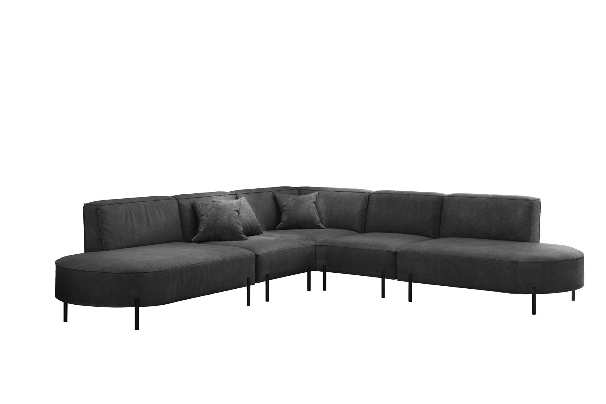 ECKSOFA Valencia - Anthrazit, Holzwerkstoff/Textil (303/303cm) - Fun Möbel