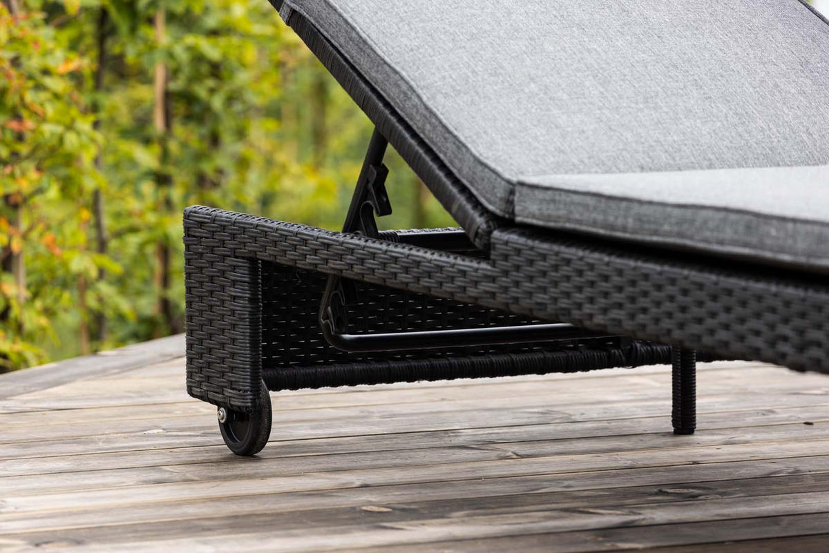 SONNENLIEGE schwarz - Schwarz, Holzwerkstoff (119/32/196cm) - ebuy24