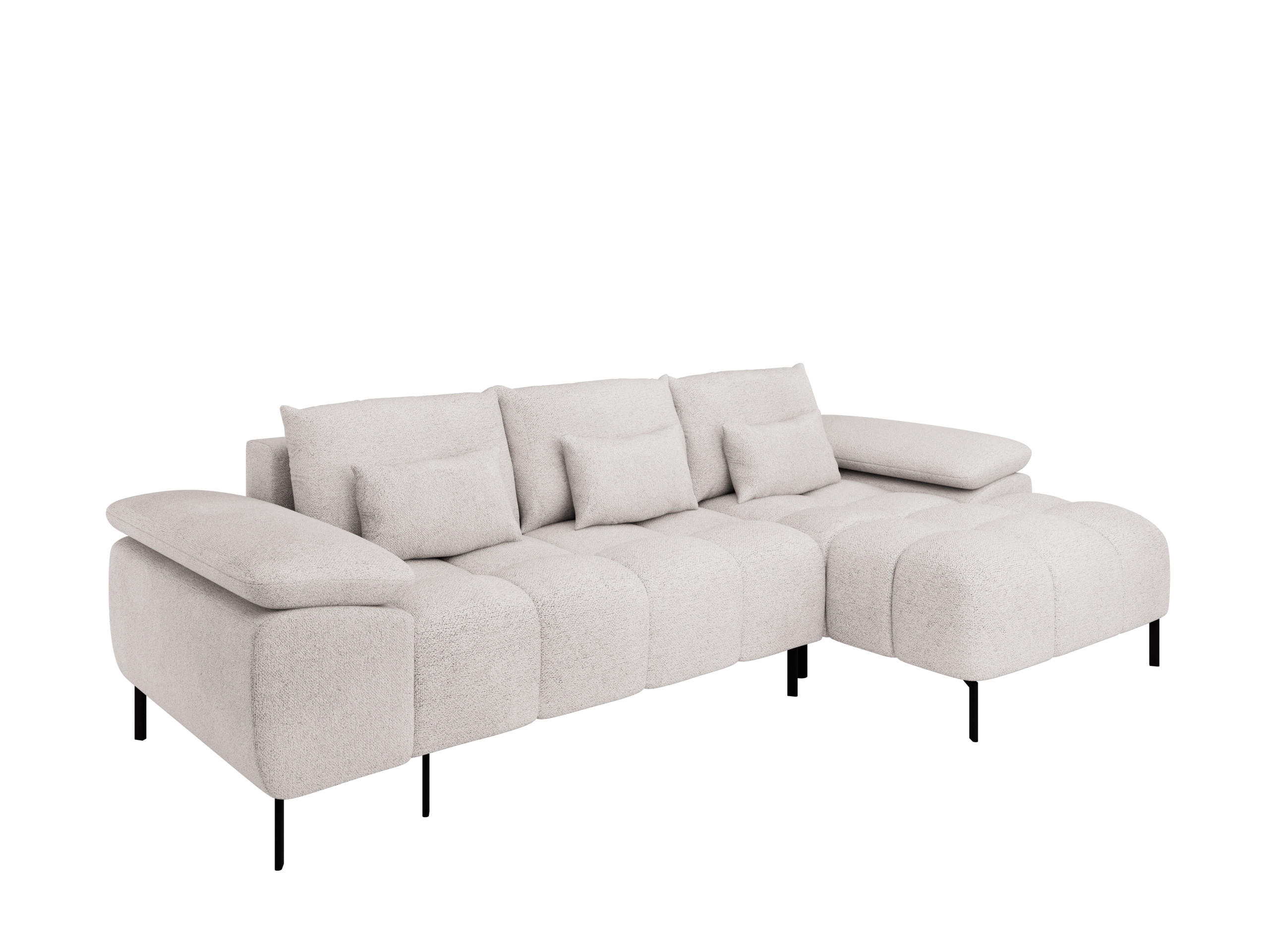 ECKSCHLAFSOFA 4-Sitzer DOLUS – Modernes Ecksofa mit Schlaffunktion Rechts montierbar, Creme - Creme, Holz (141/277cm) - Panda Möbel