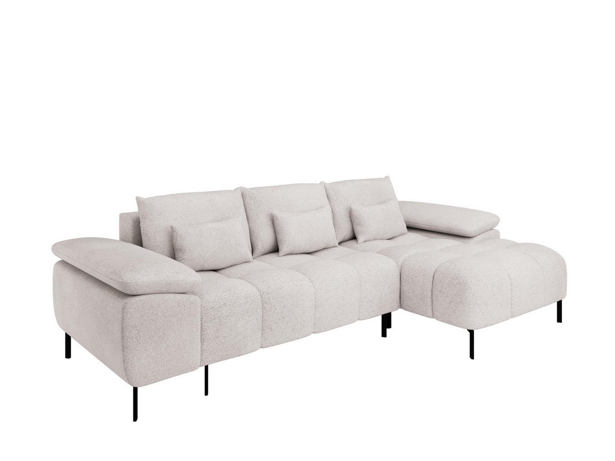 ECKSCHLAFSOFA 4-Sitzer DOLUS – Modernes Ecksofa mit Schlaffunktion Rechts montierbar, Creme - Creme, Holz (141/277cm) - Panda Möbel