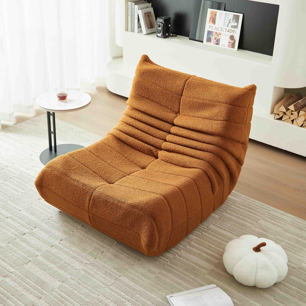 LIEGESESSEL 85/110/79 cm Orange Ergonomische Unterstützung für Schlafzimmer Wohnzimmer - Orange, Textil (110/79/85cm) - OKWISH