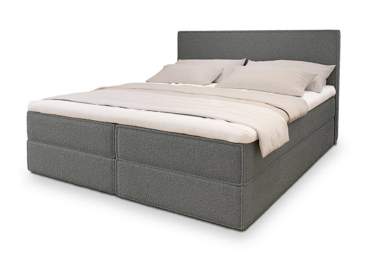 BOXBETT PELLIO 140x200 cm mit Matratze und Topper - Grau - Grau, Holz (140/200cm) - MASSENO