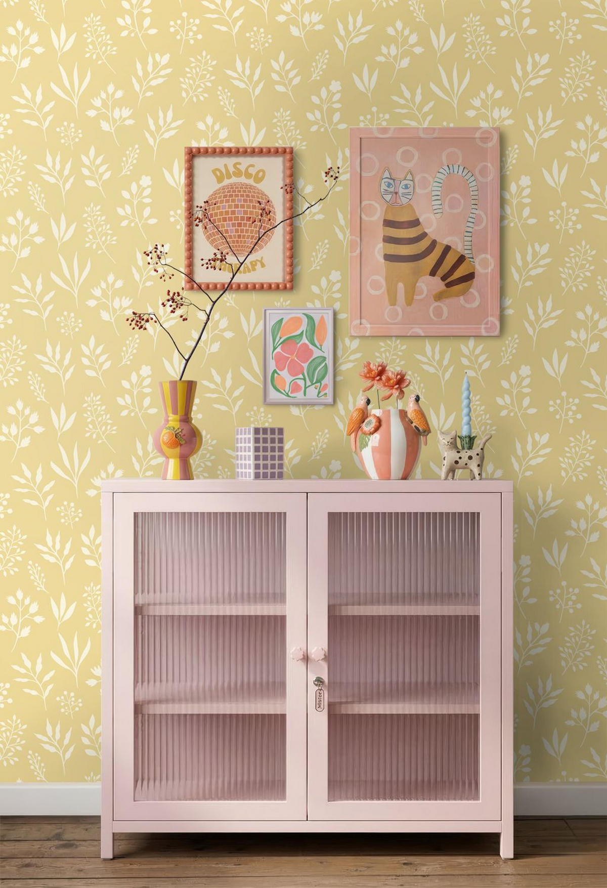 TAPETE Blumenmuster im skandinavischen Stil 50 x 900 cm - Gelb, Papier (50/900cm) - ESTAhome