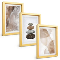BILDER SET 3er Set - 20x30 cm Goldrahmen - Abstrakte Pastellformen - Goldfarben, Kunststoff (20/30cm) - TULUP