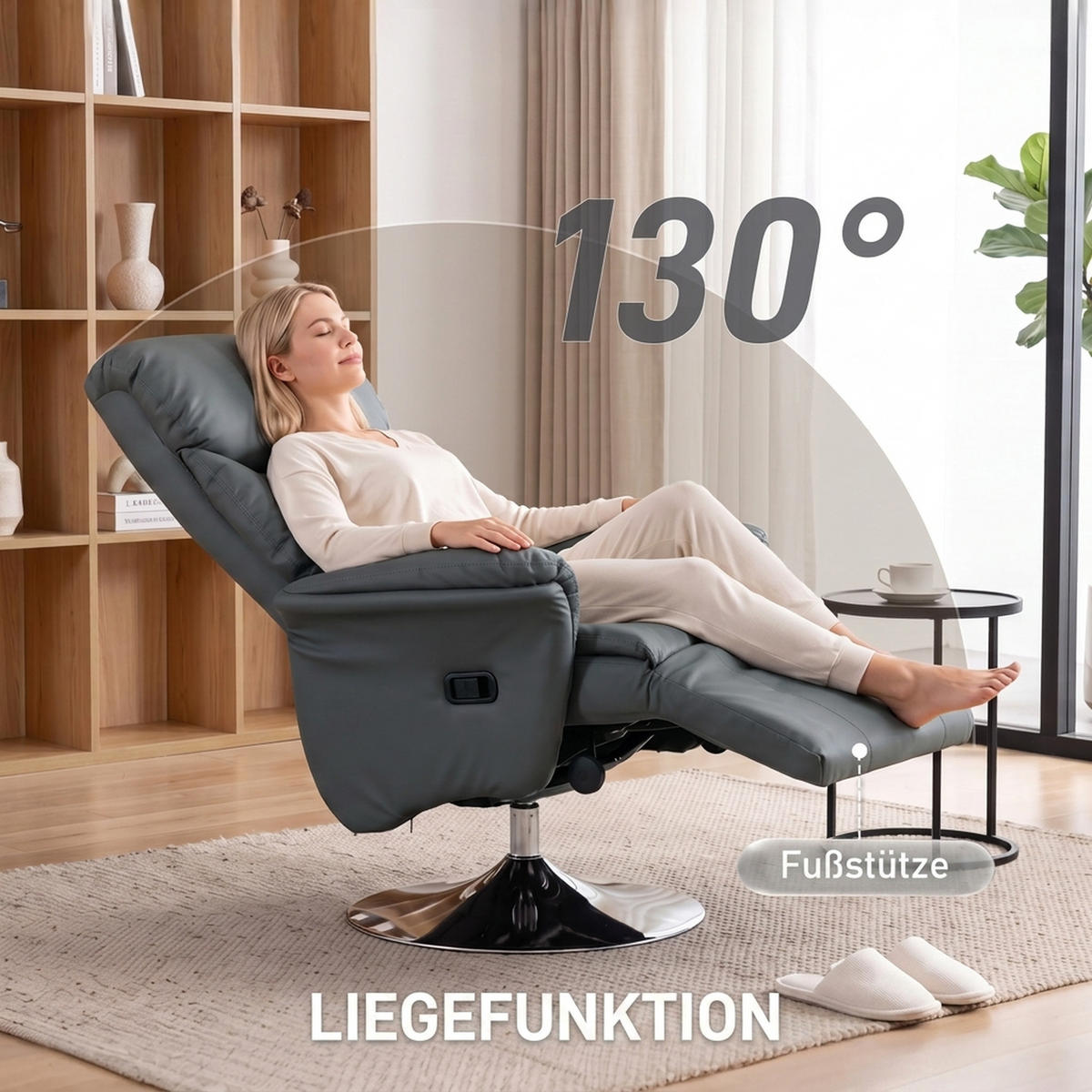 FERNSEHSESSEL Kunstleder Grau - Grau, Kunststoff (78/109/80cm) - HOMCOM