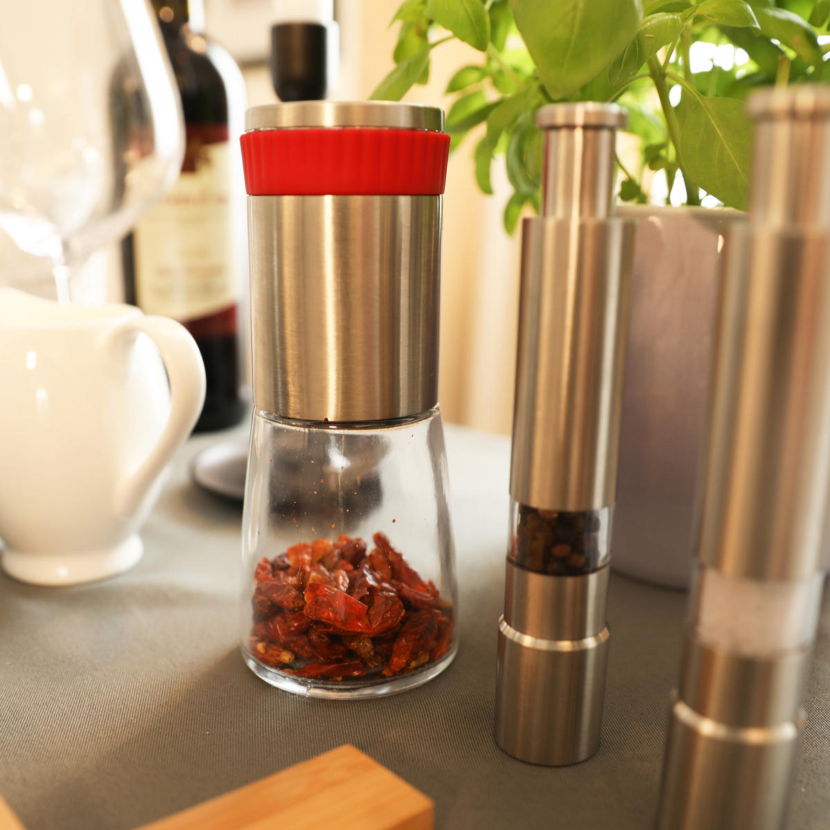 CHILIMÜHLE - Multicolor, Glas/Kunststoff (6.5/16/6.5cm) - Relaxdays