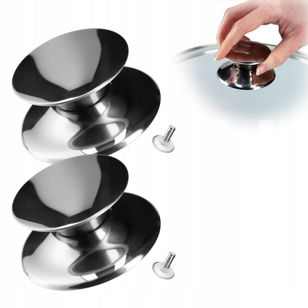 DECKELHALTER, Silber, 2 Stück - Silberfarben, Metall (7cm) - KADAX