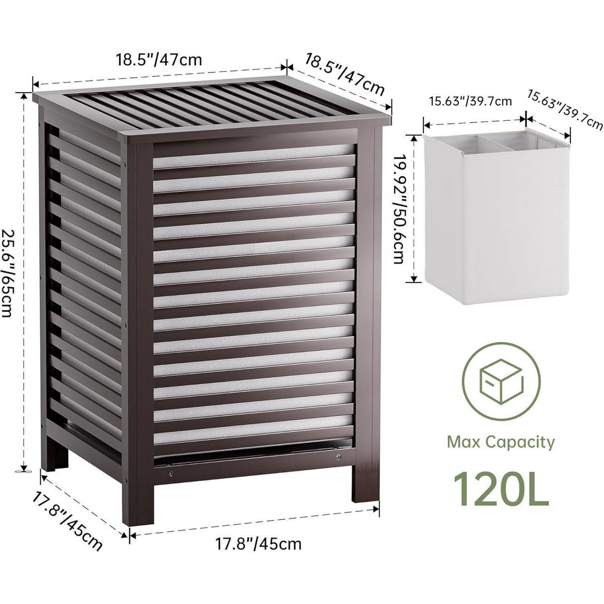 WÄSCHEKORB Bambus Braun 47 x 47 x 65 cm - Braun, Naturmaterialien (65/65/47cm)