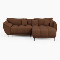 ECKSOFA LEGRO Rechts Kuperfarben Bouclé-Stoff L-Form Couch mit Schlaffunktion & Bettkasten - Schwarz/Kupferfarben, Holz (285/180cm) - Barchello