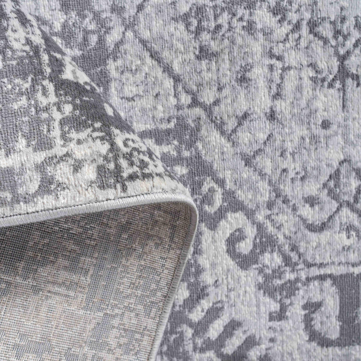 VINTAGE-TEPPICH Sophia Grau - Grau, Textil (120/170cm) - Kukoon Rugs