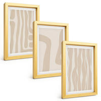 BILDER SET 3er Set - 20x30 cm Goldrahmen - Abstrakte Boho-Muster - Goldfarben, Kunststoff (20/30cm) - TULUP