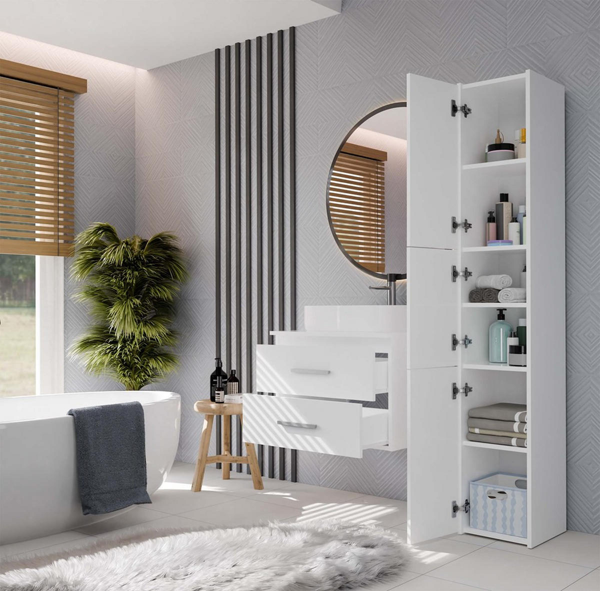 SKŘÍŇKA POD UMYVADLO Bílá 60/45/50 - bílá, kompozitní dřevo (60/45/50cm) - RAUMHIRSCH FURNITURE