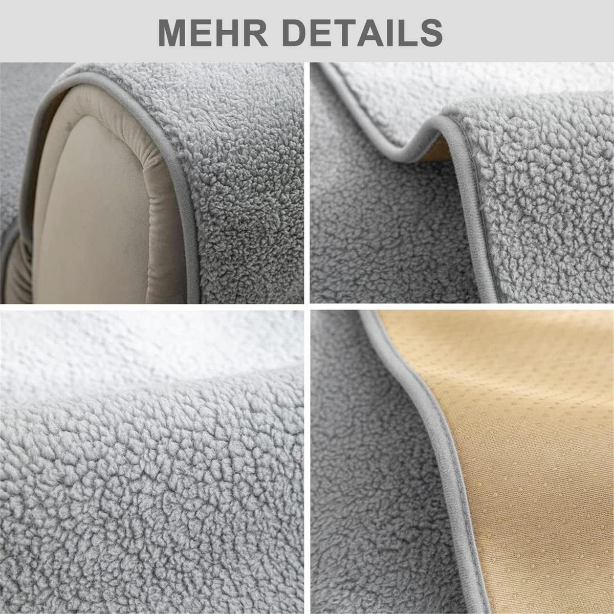 SOFADECKE Samt Verschiedene Größen, Weich & Rutschfest (1 Stück) - Hellgrau, Textil (70/150cm) - Kaket