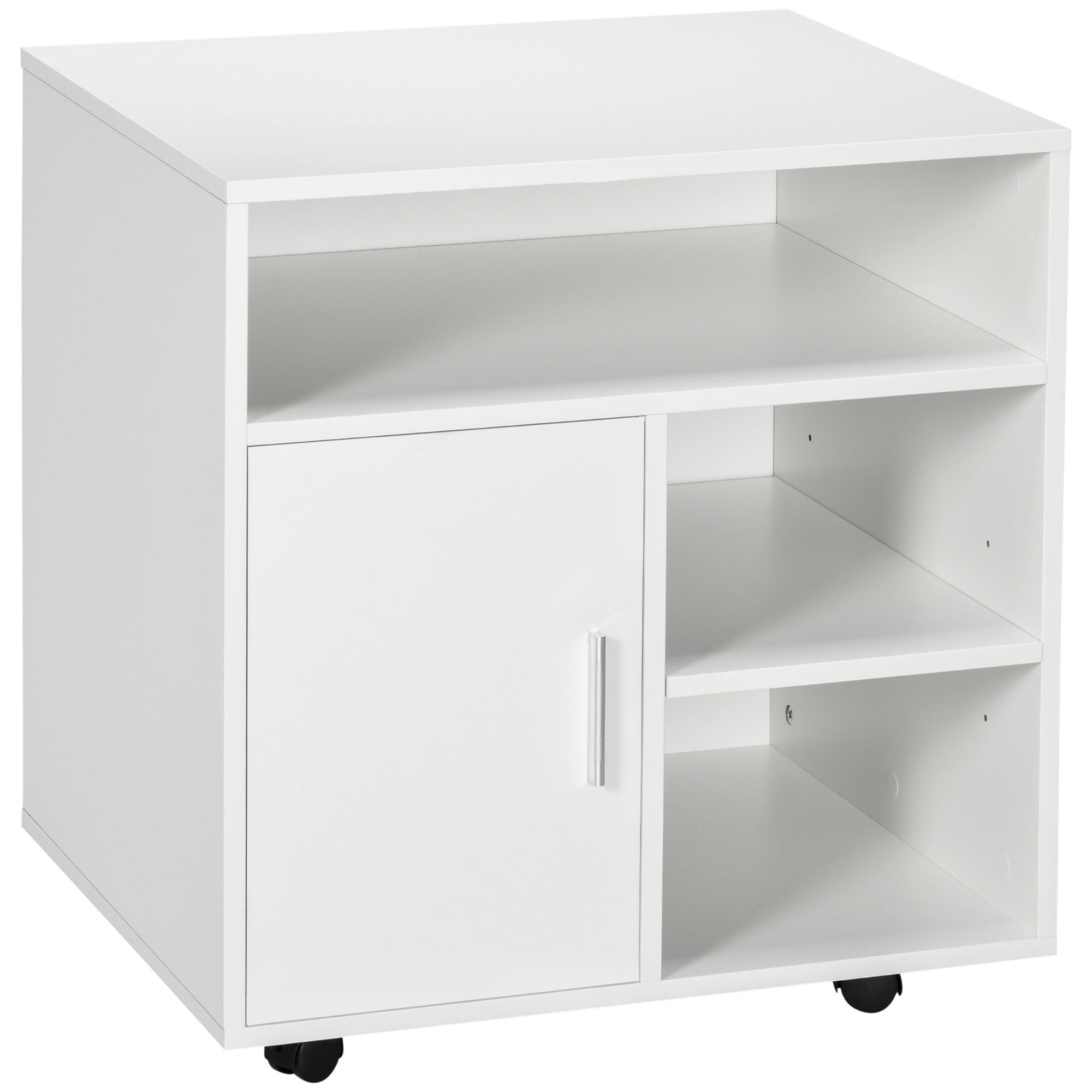 ROLLCONTAINER DE-14506 mit Schrank und 3 Fächern Weiß - Weiß, Holzwerkstoff (50/65/60cm) - ComfortXL