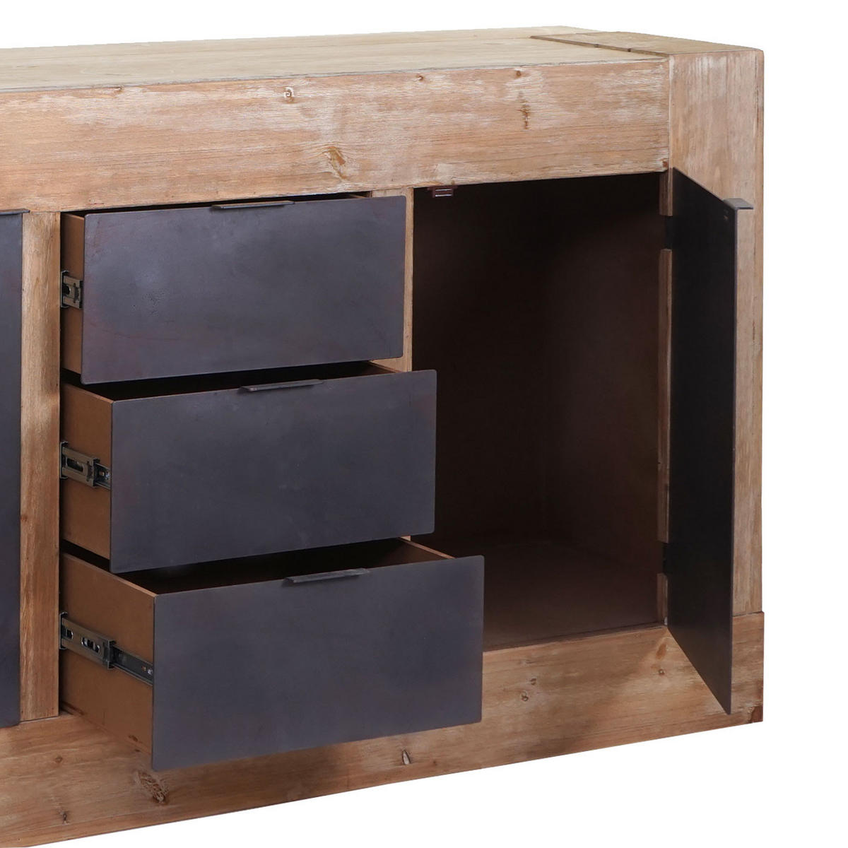 SIDEBOARD TANNE MASSIV Braun, Schwarz - Schwarz/Braun, Holz (160/90/45cm) - MCW