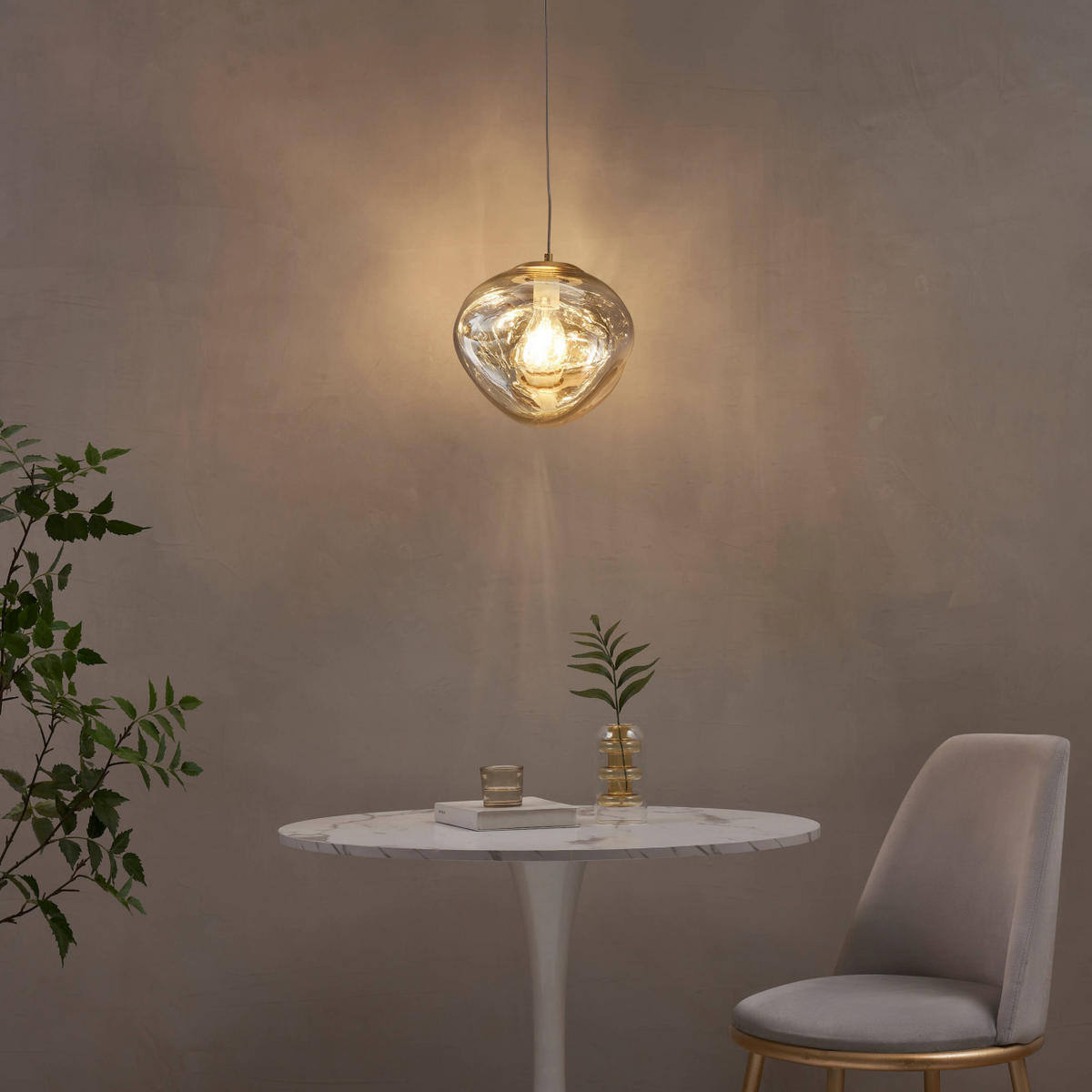 HÄNGELEUCHTE Isotta, Rauchgrau, 26cm - Grau, Glas (26/26/26cm) - KOSILUM