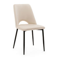 STUHL ORO gepolsterter mit Steppung - beige - Samt Velour - Beige/Schwarz, Textil/Metall (47/91/55cm) - NEW HOME