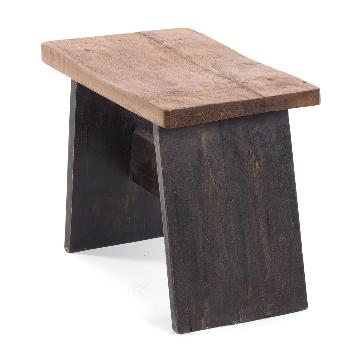 HOCKER SCHEMEL 40 Mahagoni Massivholz 04 schwarz-natur - Graubraun, Holz (40/31/25cm) - DESIGN DELIGHTS