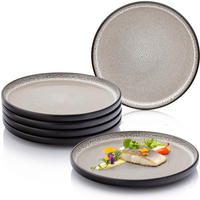 SPEISETELLER SET LUXOR - 6 teilig aus Steingut - Beige, Stein (26.5cm) - Sänger