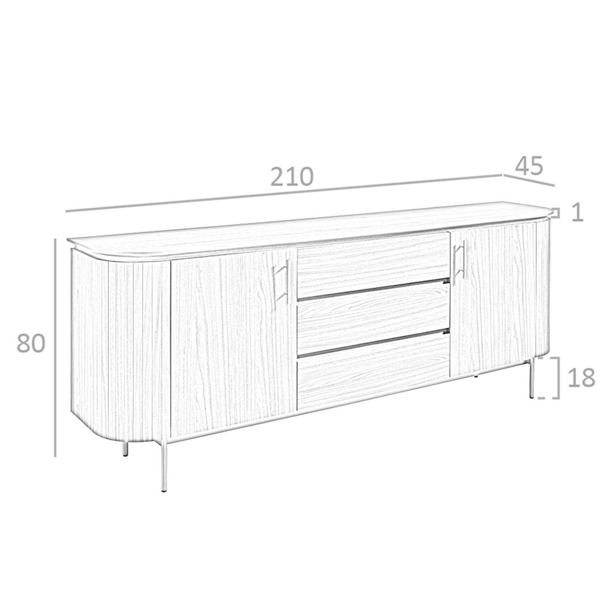 SIDEBOARD Sideboard Nussbaum und goldener polierter Stahl 210/45/80 cm - Goldfarben/Schwarz, Holz (210/80/45cm) - ANGEL CERDA